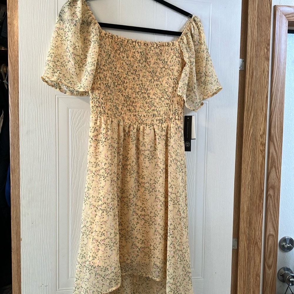 NWT Yellow Floral Smocked Dress